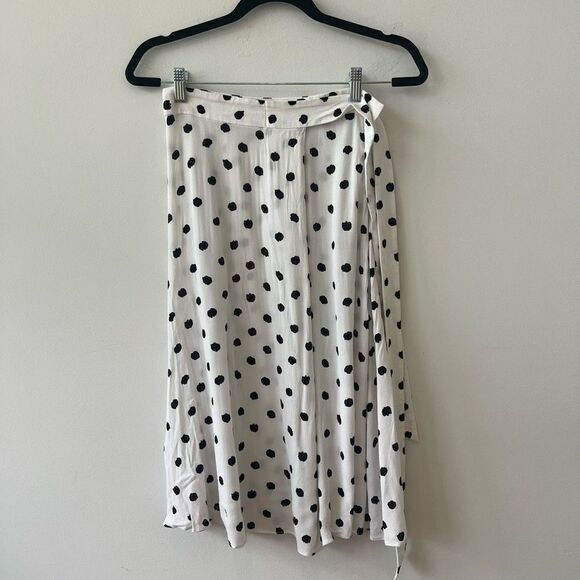 & Other Stories Dresses & Skirts - & Other Stories Women's Belted Side Zip Polka Dots White Midi Skirt Size 2